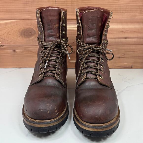 Red Wing Vintage Logger Work Leather Boots Burgundy Made USA Mens size 10 D - Picture 3 of 15